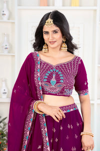 Thumbnail for Lehenga Mart Designer Wedding Lehenga choli for Women - purple
