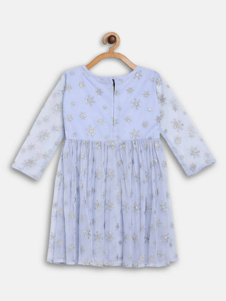 Ahalyaa Blue Net Kids Kurta Palazzo Sets For Girls - Distacart