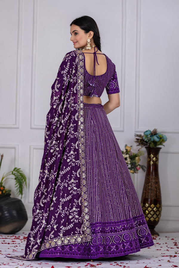Lehenga Mart Purple Georgette Desigenr Wedding Lehnega Choli