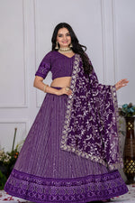 Thumbnail for Lehenga Mart Purple Georgette Desigenr Wedding Lehnega Choli