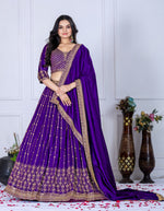 Thumbnail for Lehenga Mart Purple Vichitra Silk Desigenr Wedding Lehnega Choli