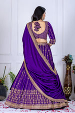Thumbnail for Lehenga Mart Purple Vichitra Silk Desigenr Wedding Lehnega Choli