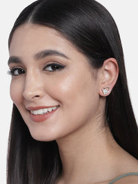 Thumbnail for Stylish Latest Fashion Rose Gold-Plated Heart Shaped Stud Earrings for Women - Wahe Jewels