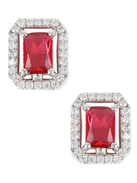 Thumbnail for Stylish Latest Fashion Silver Plated Glittering American Diamond Stone Studded Drop & Dangle Fashionable Earrings for Women & Girls - Wahe Jewels