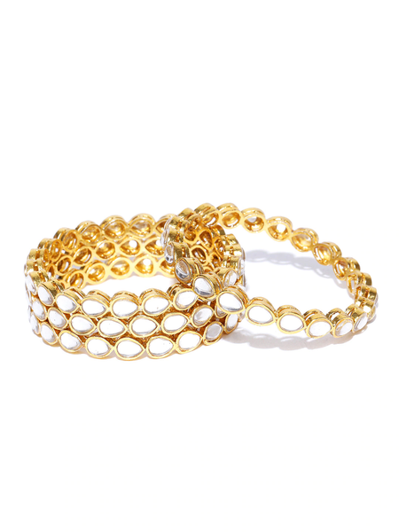 Gold-Plated Alloy Kundan Studded 4 Bangle Set - The Pari - Distacart