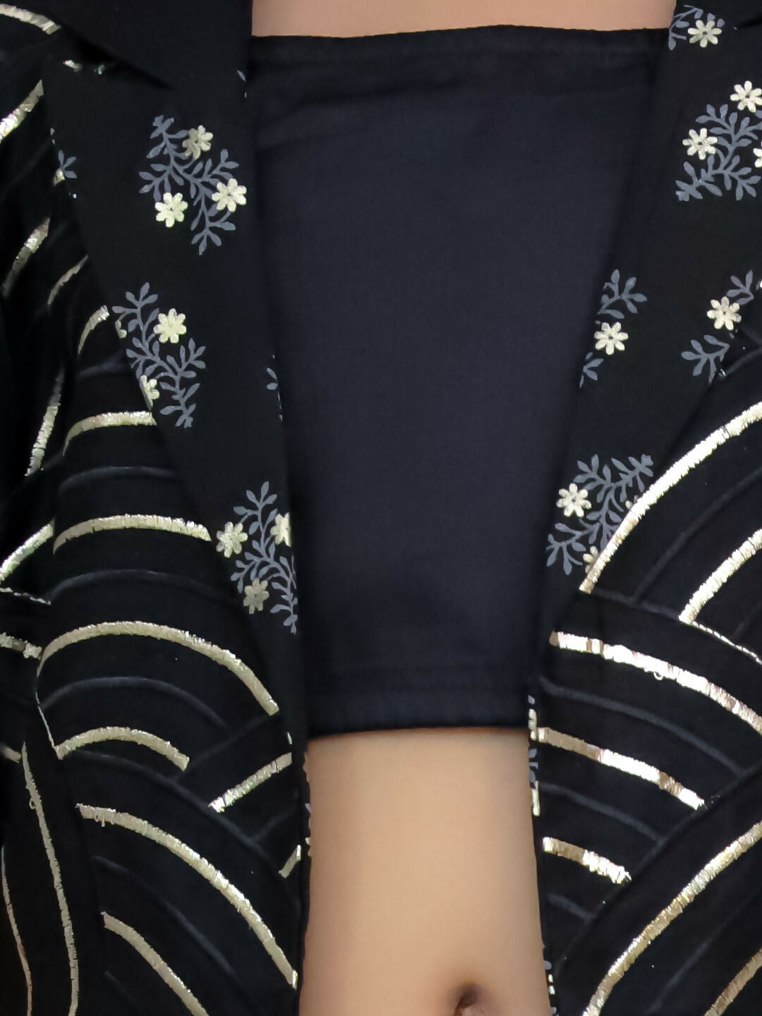 Lil Drama Bollywood Tadka Black Stylish Jacket and Pant With Bustier Set For Girls