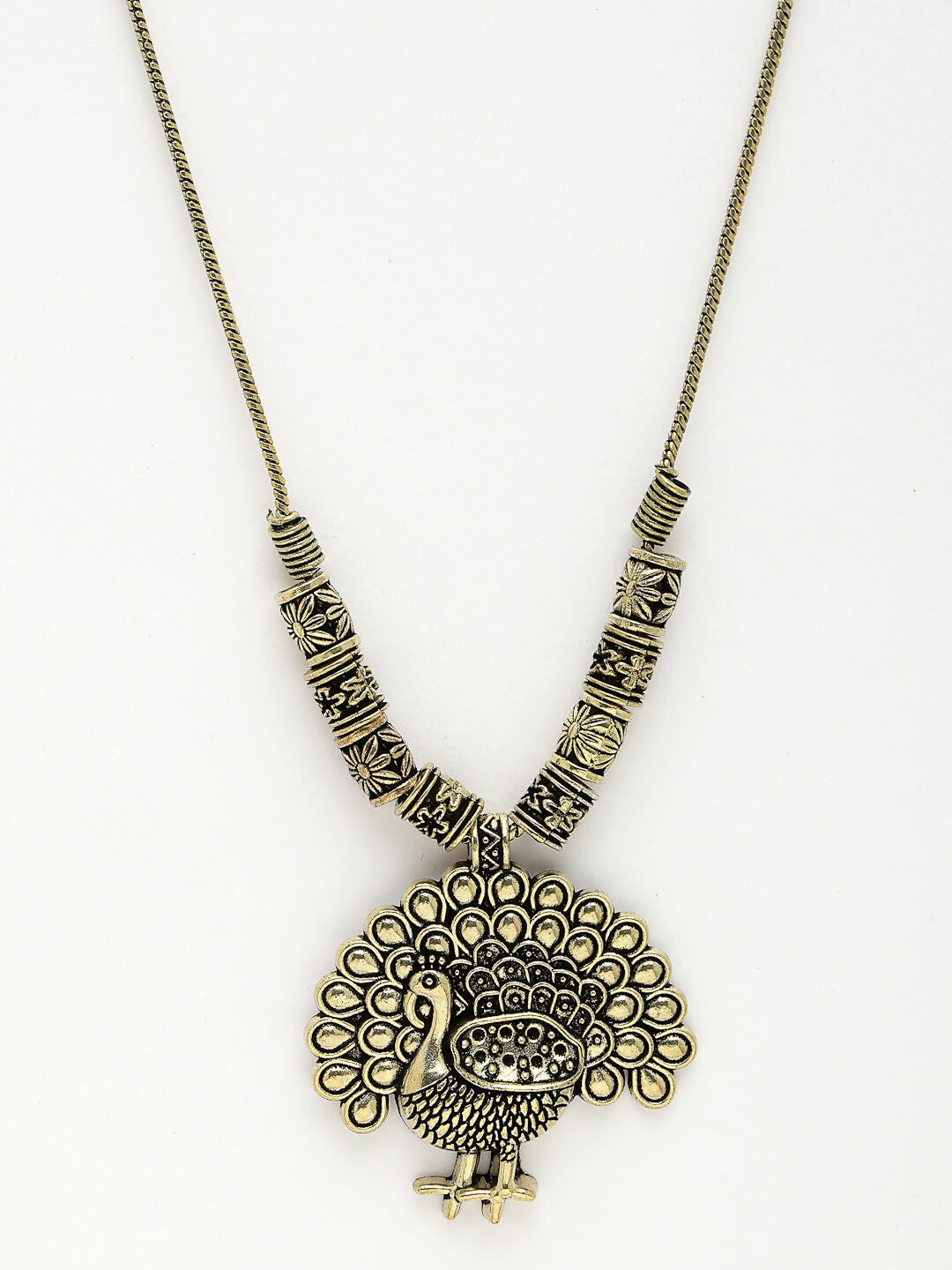 NVR Women's Gold-Plated Peacock Design Pendant with Chain - Distacart