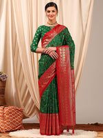 Thumbnail for NOZ2TOZ Women's Cotton Blend Green Printed Designer Saree With Blouse Piece - Distacart