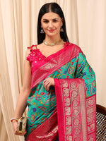 Thumbnail for NOZ2TOZ Women's Cotton Blend Blue Printed Designer Saree With Blouse Piece - Distacart