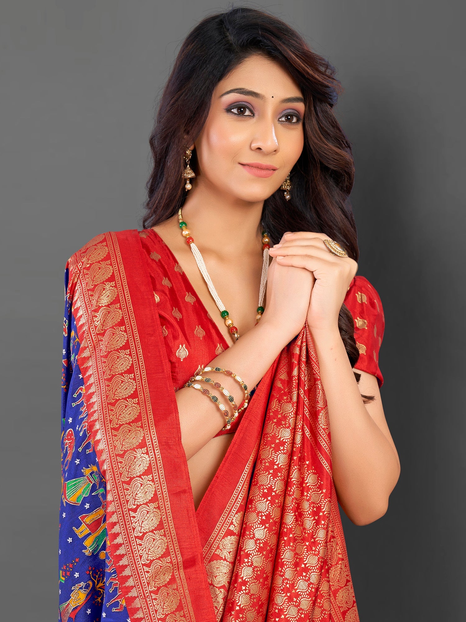 NOZ2TOZ Women's Cotton Blend Blue Printed Designer Saree With Blouse Piece - Distacart
