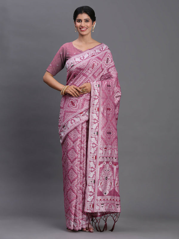 Astita Linen Cotton Purple Saree