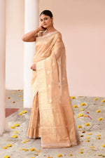 Thumbnail for Joban Fashion Gold Banarasi Kora Tissue Pure Handloom Banarasi Silk Saree