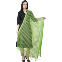 Thumbnail for A R SILK Cotton square Regular Dupatta Parrot Green Color Dupatta or Chunni