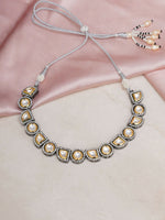 Thumbnail for Dual Tone Kundan Neckpiece (silver) - Ruby Raang - Distacart
