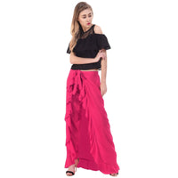 Thumbnail for Asmaani Pink Color Plain Ruffle Palazzo