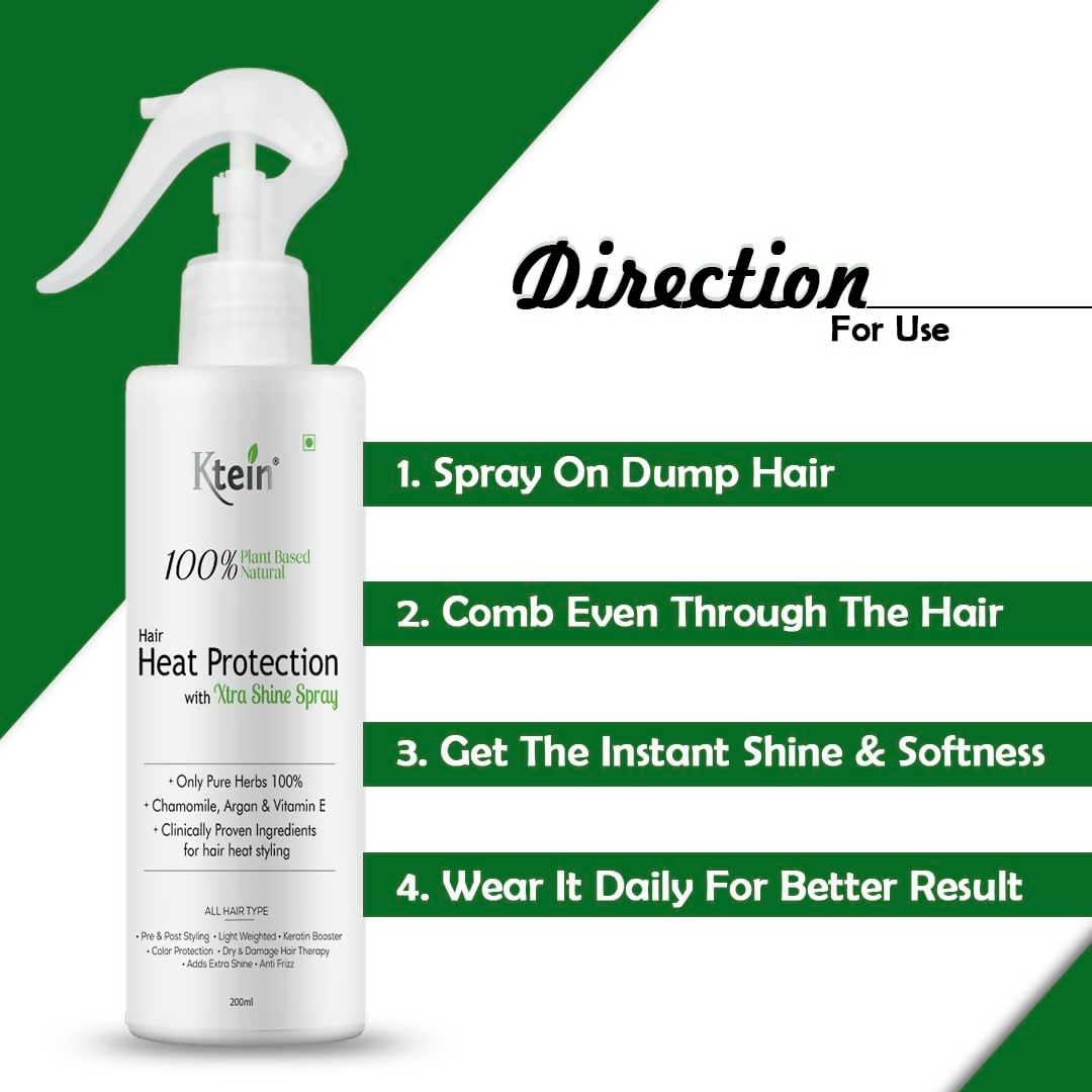 ktein 100% Plant Based Natural Hair Heat Protection with Xtra Shine Spray Hair Spray - Distacart