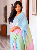 Thumbnail for Zibaa Hand-Dyed Mul Cotton Multi-color Saree with Tassels