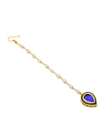 Thumbnail for Ruby Raang Blue and Green Meenakari Kundan Maang Tikka