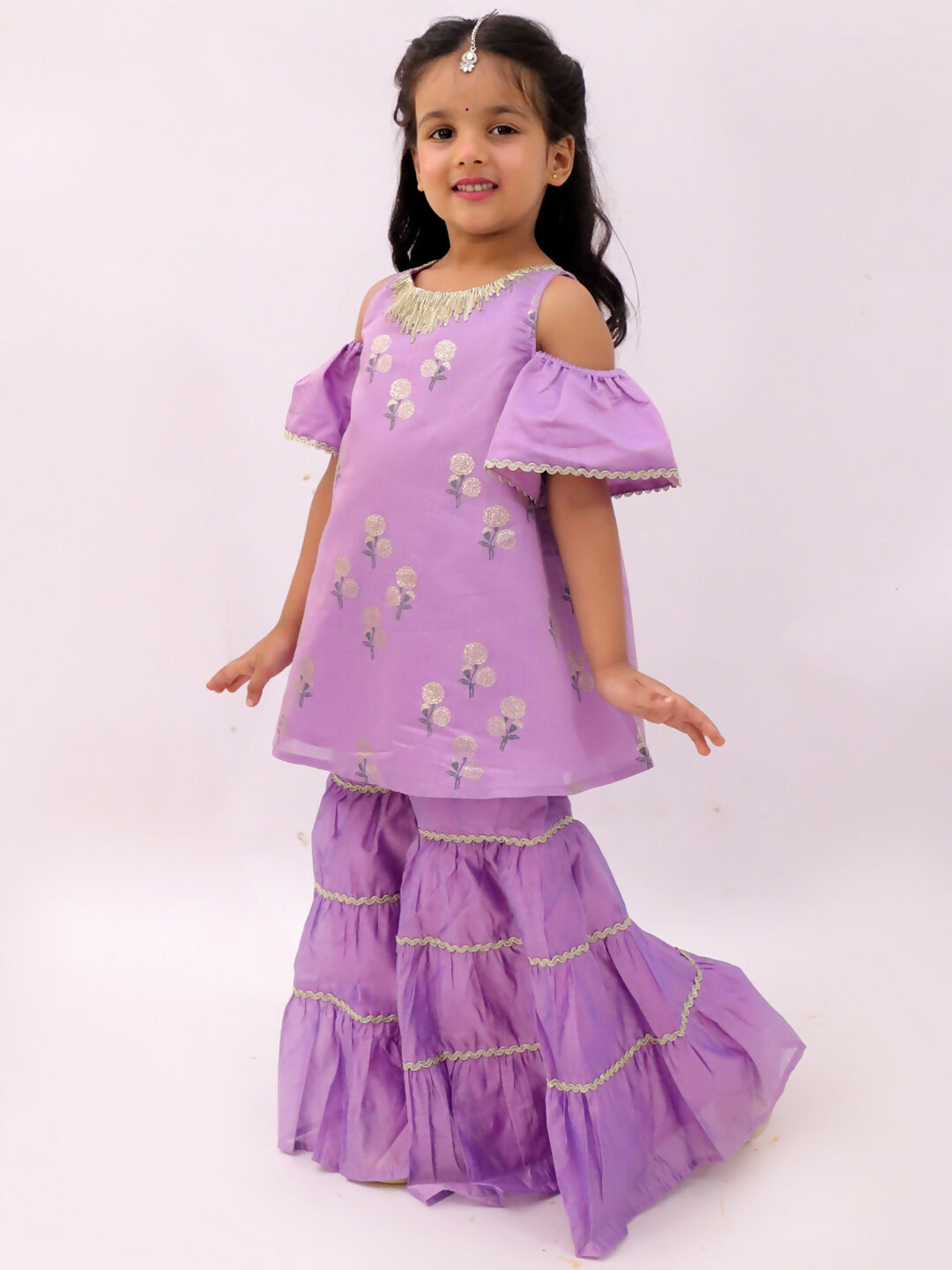Lil Drama Mishti Purple Kurta and Sharara Set For Girls