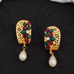 Thumbnail for JS Fashion High Gold Polish Earrings with Clustered Pearls – Fancy Party Wear Jewelry for Women
