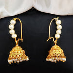 Thumbnail for JS Fashion Antique Jhumka Earrings with Clustered Pearls – High Gold Polish Designer Party Wear Jewelry