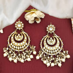 Thumbnail for JS Fashion Elegant Long Polki Earrings with Clustered Pearls & Full Stones – Beautiful Fancy Party Wear Jewelry for Women