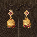 Thumbnail for JS Fashion Embossed Matte Gold Antique Jhumka Earrings – Traditional Ethnic Jewelry for Women & Girls