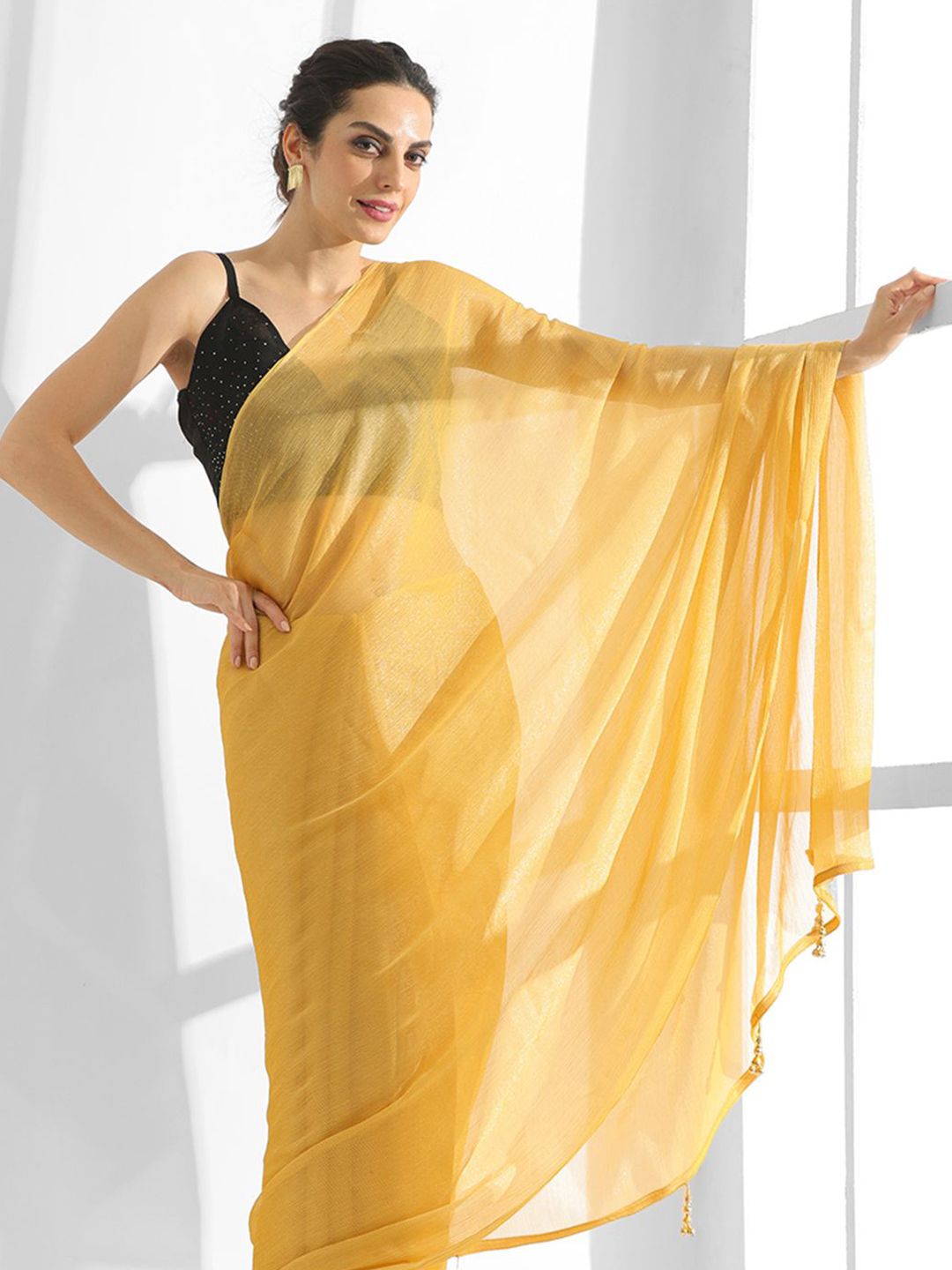 Mitera Beads and Stones Pure Chiffon Saree - Distacart