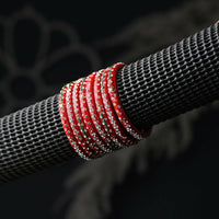 Thumbnail for Afast Elegant Bridal & Wedding Party Fashion Bangle/Kada Set, Red And Green, Glass, Pack Of 8 Model No- A38 - Distacart