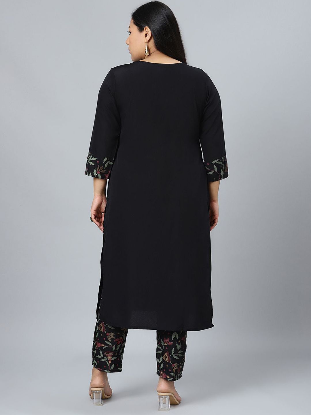 Sztori Plus Size Floral Printed Straight Kurta With Trouser - Distacart