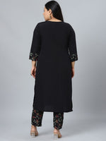 Thumbnail for Sztori Plus Size Floral Printed Straight Kurta With Trouser - Distacart