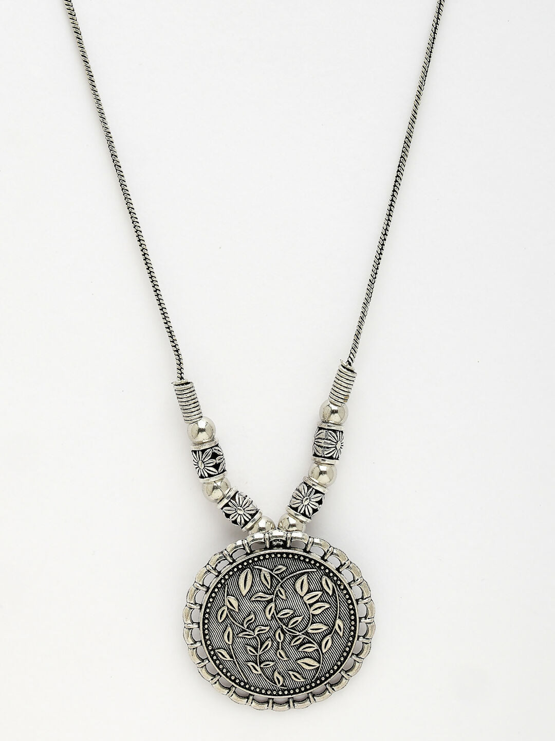 NVR Women's Silver-Toned Circular Shape Pendant with Chain - Distacart