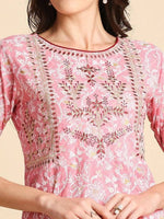 Thumbnail for Anubhutee Pink Ethnic Motifs Printed Pure Cotton Kurta with Palazzos & Dupatta - Distacart