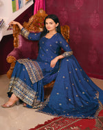 Thumbnail for Lehenga Mart Designer Chinon Suit With Sequence Embroidered Work - Blue - Distacart