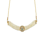 Thumbnail for Pearl and Kundan Choker with Intricate Flower Design (White) - Ruby Raang - Distacart