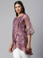 Thumbnail for Ahalyaa Women Mauve Organza Digital Printed Tunic - Distacart