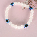 Thumbnail for NVR Men & Women White Marbel Crystal Elasticated Bracelet - Distacart