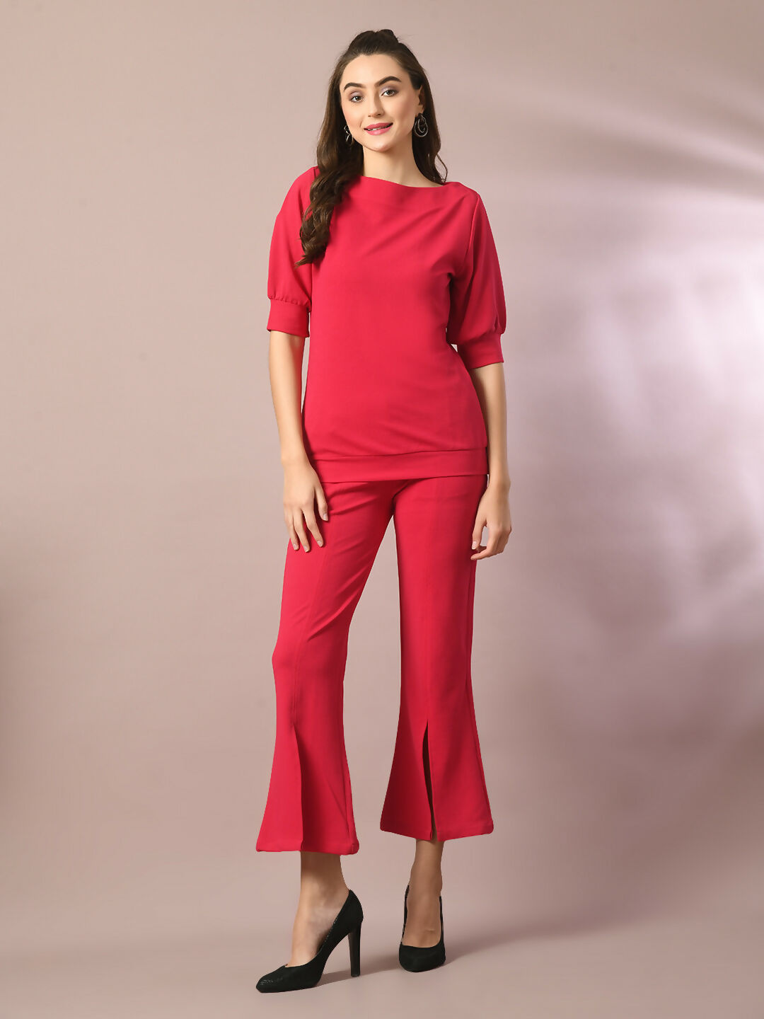 Myshka Women's Pink Solid Party Parallel Trousers - Distacart