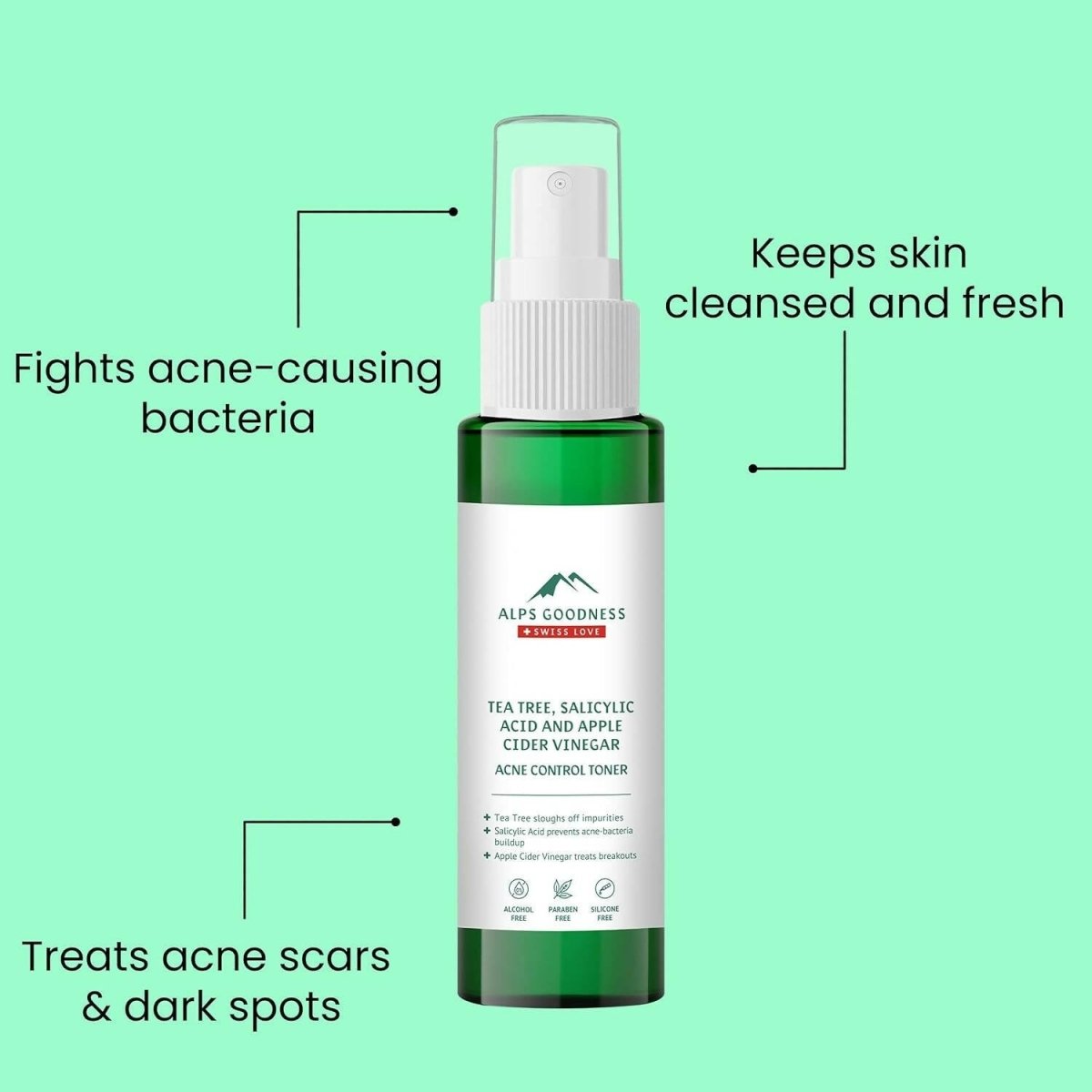 Alps Goodness Acne Control Toner for Oily Skin with Tea Tree Apple, Cider Vinegar & Salicylic Acid - Distacart