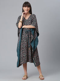 Thumbnail for Ahalyaa Crepe Black Digital & Foil Floral Printed Kaftan