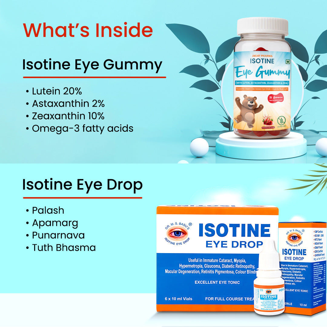 Jagat Pharma Isotine Eye Gummy (Kids) + Isotine Plain Combo: Daily Care for Healthy Eyes