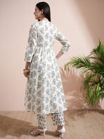 Thumbnail for Vishudh Floral Printed Empire Pure Cotton Kurta With Trousers - Distacart
