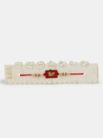 Thumbnail for NVR Men Set of 4 Gold-Toned Stone-Studded & Beaded Rakhi With Roli Chawal - Distacart