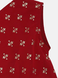 Thumbnail for Ahalyaa Maroon Georgette Glitter Print Asymmetric Kids Kurta Palazzo Sets For Girls - Distacart