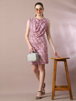 Thumbnail for Myshka Women's Multi Printed Cowl Neck Bodycon Party Dress - Distacart