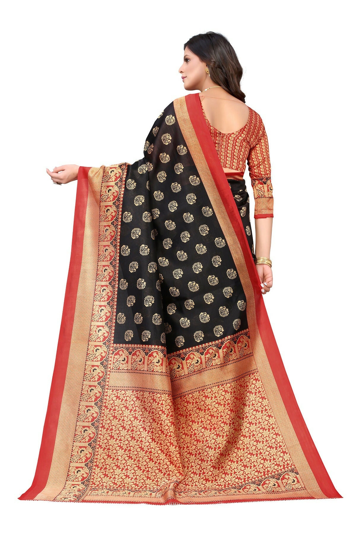 Vamika Black Printed Art Silk Saree - Distacart