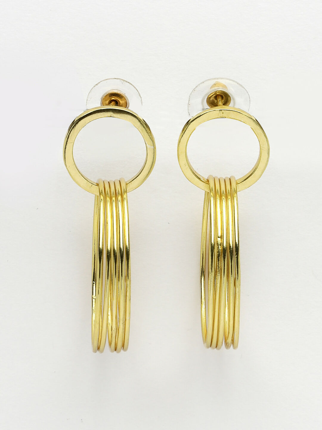 NVR Women Golden Linked Round Circle Attached Drop Earrings - Distacart