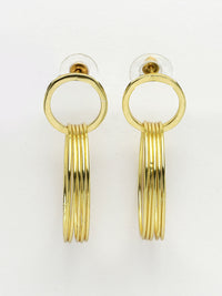 Thumbnail for NVR Women Golden Linked Round Circle Attached Drop Earrings - Distacart