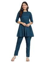 Thumbnail for Fab Fashion Peacock Blue Co-Ord Set - Distacart