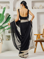 Thumbnail for Fab Fashion Black Solid Ready to Wear Saree With Blouse - Distacart